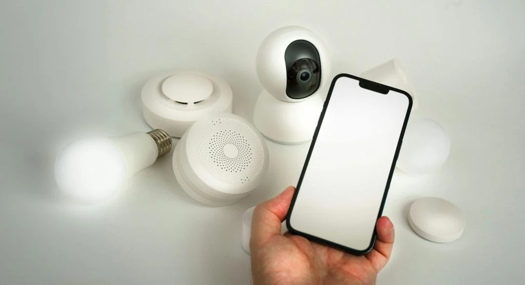 Illustration of AI-powered smart devices in daily life