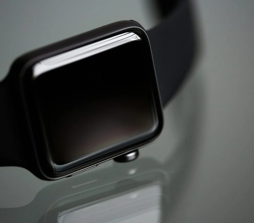 Person checking smartwatch display