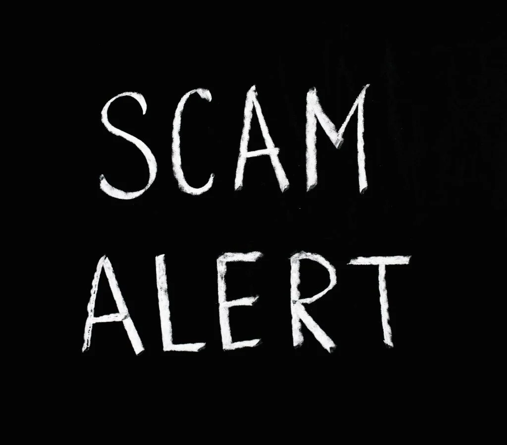 Phishing email warning with a red flag